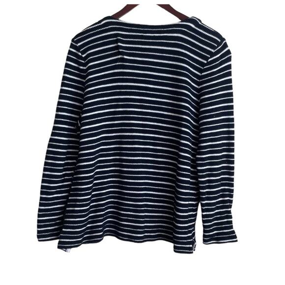 Talbots Women Top L Navy Striped Keyhole Tie Coastal Nautical Travel‎ Beachy - Picture 3 of 12